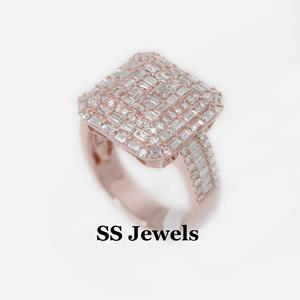 Luxe hommes 925 argent Sterling Hip Hop Champion anneau carré Moissanite et plein glacé Baguette diamant élégant Halloween bijoux - Product Image 5