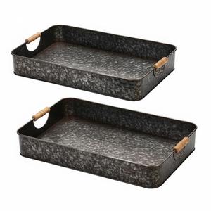 Plateau de service en fer galvanisé de qualité supérieure avec poignée, cuivre antique, décoration de ferme vintage, plateaux de service pour aliments et collations - Product Image 3