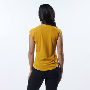 Camisetas ajustadas de manga corta bordadas de verano con estampado personalizado para mujer, camisetas lisas con cuello de pico para mujer - Product Image 3