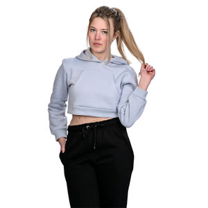 Women's Winter <b>Printed</b> Knitted Crop Hoodies Soft Cozy Fleece Stylish Casual Layering OEM Service 100% Cotton - Product Image 6