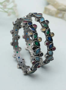 Most Popular <b>Indian</b> Touch Nishka Oxidised <b>Silver</b> <b>Bangles</b> for Women Handmade Traditional Jewelry Fashionable Ethnic Accessory - Product Image 2