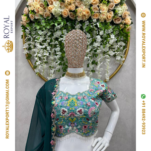 Présentation de la nouvelle lourde fausse Georgette Lehenga Choli avec fil de travail Dupatta - Product Image 4
