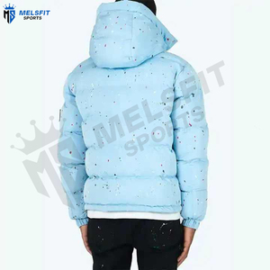 <b>Men's</b> Custom Front Letter Hooded Puffer Jacket Waterproof Breathable Stand Collar Custom Logo OEM Design Polyester - Product Image 5