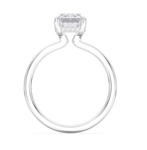 Emeraude et coupe ronde 3.00 carats F-G/VS Lab Grown Diamond Prong Set Solitaire Bague de fiançailles fabriquée en platine pour les femmes - Product Image 5