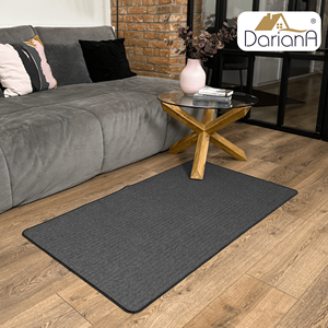 Alfombra DarianA Twist gris geométrica moderna de 45x75 cm, antideslizante, lavable a máquina, de poliéster, con base de espuma de goma, de perfil bajo - Product Image 1