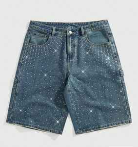 Short en jean décontracté sur mesure pour hommes, coupe classique, coton vintage, bord brut, fermeture éclair, short en jean pour hommes, strass, short en jean - Product Image 4