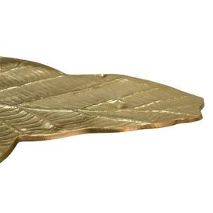 Plateau décoratif en aluminium enduit d'or fait à la main en forme de feuille plat de service orné de plaque en métal centre de table pour la décoration intérieure - Product Image 4