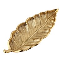 Plateau à bijoux en métal Carrousel Home Elegant Gold Metal Feather Trinket Dish Antique Style Gold Tone Display Plate Vanity Tray