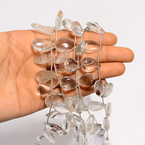 Perles en forme de poire en quartz Lodolite, pierre précieuse en quartz Lodolite, perles lisses fabrication de bijoux perles de pierres précieuses naturelles - Product Image 2