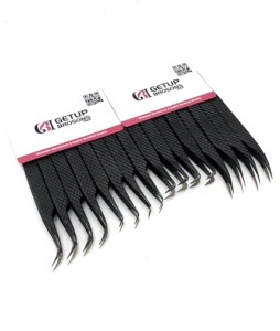 Pinzas de extensión de pestañas con aislamiento de punta de fibra de 90 grados de Plasma negro curvo Herramientas de belleza con logotipo personalizado de acero inoxidable de 45 grados - Product Image 6