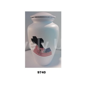 Urne funéraire en aluminium blanc avec drapeau américain, urne pour adulte, taille standard, métal, 10 pouces, avec sac en velours gratuit - Product Image 1