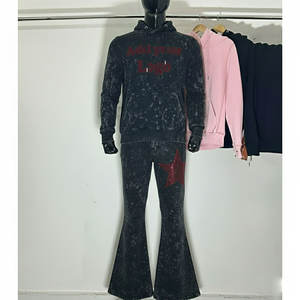 High Quality Cotton Oversized Tracksuits Custom <b>Vintage</b> Washed Men's Acid Wash Hoodie <b>Sweatshirts</b> - Product Image 5