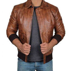 Veste en cuir bomber pour homme en peau d'agneau véritable de haute qualité 2025 avec tricot pour l'hiver et l'automne veste pour homme - Product Image 2