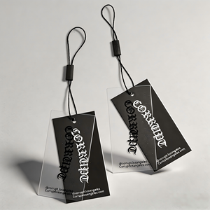 Etichette Personalizzate di Lusso in PVC Trasparente per <span class=keywords><strong>Abbigliamento</strong></span>, con Logo Stampato e Cordino, Etichette Pendenti in Carta e PVC Satinato - Product Image 1