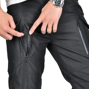 Jean de moto en coton pour homme, séchage rapide, respirant, avec protections CE amovibles, poche zippée, pour la course - Product Image 3