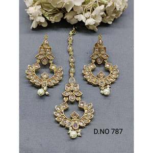 Polki Mehandi <b>Ruby</b> Bridal Earrings with 24K Gold Plate-Luxury Wedding Jewelry Set - Product Image 2