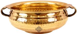 IndianArtVilla Olla de cocina tradicional de diseño martillado de latón puro para el hogar, hotel y restaurante, vajilla - Product Image 3