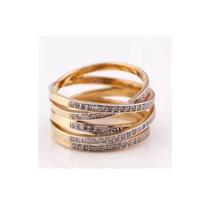 قسط الصف من جودة عالية حقيقية الصلبة 18k خاتم من الذهب الأصفر R-9025 قابل للتعديل خواتم للنساء من تايلاند مصنع