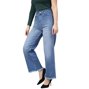 Pantalones casuales de mezclilla con estilo para mujer, pantalones vaqueros cómodos de algodón de alta calidad para mujer, pantalones vaqueros nuevos de gran tamaño de cintura alta - Product Image 3