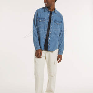 กางเกงยีนส์แฟชั่นเสื้อยืดคอปกสองชั้นสำหรับผู้ชายมีโลโก้ออกแบบได้ตามต้องการสำหรับฤดูร้อน - Product Image 5