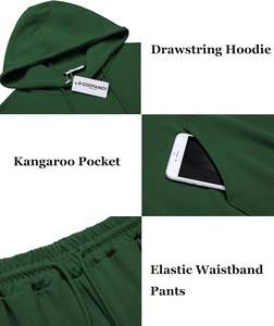 Conjunto Deportivo Premium de Algodón Cepillado de 420 g/m² para Hombre, Sudadera con Cuello Redondo, Pantalones Deportivos, Insignia Bordada, Gris Jaspeado, Ropa Casual - Product Image 5