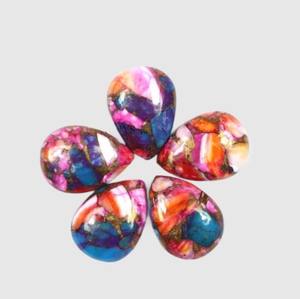 ธรรมชาติสีชมพู Dahlia ทองแดงเทอร์ควอยซ์ลูกแพร์รูปร่าง Flatback Cabochon อัญมณีสําหรับเครื่องประดับขายส่งผู้ผลิตแหวนสร้อยข้อมือ - Product Image 5