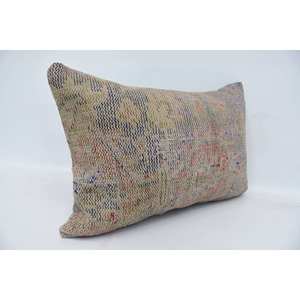 Premium Beige Kantha <b>Patchwork</b> Wool Pillow 16x24 Inch Luxury Vintage Woven Pattern Portable <b>Bedding</b> Fluffy Square Ring Features - Product Image 3