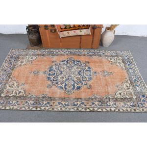 Alfombra Turca Vintage de Lana Azul, 3.2x7 pies (96.5x212 cm) - Product Image 3
