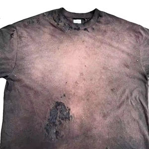 เสื้อยืดฮิปฮอปโชว์220gsm โอเวอร์ไซส์แบบกำหนดเองเสื้อยืดโชว์ไหล่แบบฉีกเป็นกรดสไตล์วินเทจสำหรับผู้ชาย - Product Image 6