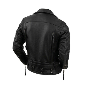 Veste EN CUIR DE VACHE VÉRITABLE POUR HOMME EN CUIR PREMIUM MOTO TOP MOTARD Veste EN CUIR pour Homme Noir Biker Slim Fit Cafe Racer Motorcycle - Product Image 2