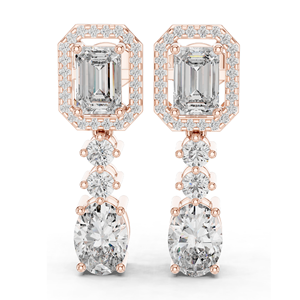 Pendientes de Diamantes de Laboratorio de 3.03 CT, Corte Esmeralda, Ovalado y Redondo, Oro de 10KT, 14KT, 18KT y Plata 925, Oro Rosa, Amarillo y Blanco - Product Image 3