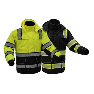 Chaquetas de seguridad para aeropuerto de alta visibilidad de invierno para hombre, ropa de trabajo de bombardero de tráfico de carretera impermeable con visibilidad inferior reflectante personalizada - Product Image 3