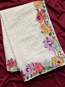 Georgette de conception Bollywood lourde à l'air magnifique avec broderie florale Saree achats en ligne au prix de gros - Product Image 2