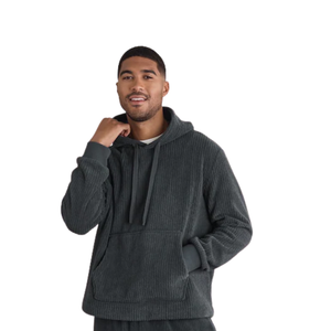 Sweat à capuche côtelé pour homme TOP, en coton mélangé, chaud, décontracté, uni, à manches longues, streetwear, texturé, personnalisé - Product Image 3