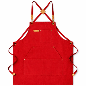 Water-repellent Canvas Half-length <b>Apron</b> With Customized Logo Waistband For Coffee Shop And Restaurant <b>Work</b> - Product Image 5
