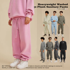 Ropa de calle con logotipo personalizado lavado de nieve peso pesado Jogger holgado sol desteñido algodón polar desgastado lavado ácido pantalones de chándal hombres - Product Image 4
