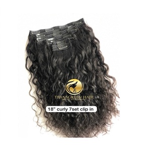 Meilleure vente 18 \ "couleur naturelle Clip-in trame de cheveux 7-Set bouclés vierge cuticule alignée Temple indien humain en gros faisceaux bruts - Product Image 4