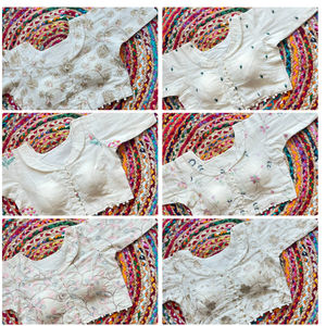 Blusa de seda de satén Camric puro elegante bordado Floral con encaje frontal Vintage trabajo transpirable teñido para uso informal de boda - Product Image 6