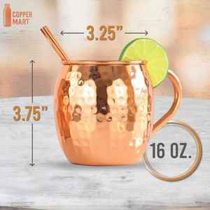 Taza de cobre ecológica, botella, taza de latón martillado Vintage, jarra/taza de café de cerveza de mula de Moscú - Product Image 2