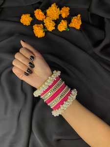 Offre Spéciale dames luxe en acier inoxydable géométrique à la mode bracelets ensembles mariée 2024 dernière mode femmes Churiya fête de mariage - Product Image 3