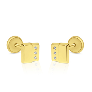 Pendientes de tuerca de oro clásicos con diseño cuadrado geométrico de piedras multi-CZ para mujeres y niñas para regalo - Product Image 1
