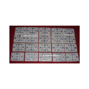 Boîte à bijoux rectangulaire en marbre blanc naturel avec incrustation de nacre bleue, surface brillante, utilisée pour l'emballage de fruits secs et les cadeaux - Product Image 1