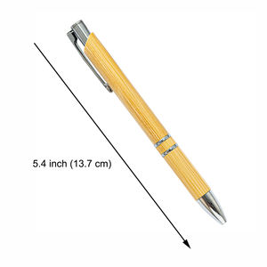 Stylos à bille en bambou personnalisés avec logo publicitaire pour entreprises, avec clip métallique, pour événements promotionnels et salons professionnels - Product Image 2