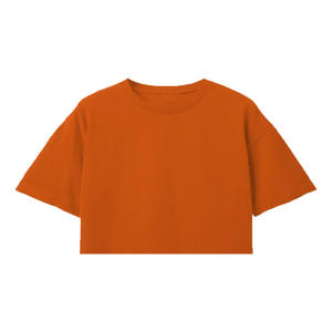 Camiseta Larga de Manga Media con Cuello Redondo para Mujer, Talla Grande, 100% Algodón Orgánico, Transpirable, Ecológica, Color Naranja - Product Image 2
