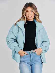 Veste matelassée en polyester léger pour femmes, fermeture à glissière, vêtements d'extérieur doux, rembourrage confortable, enduit d'hiver quotidien - Product Image 3