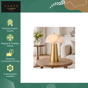 Lampe de table en pierre d'albâtre de luxe avec base en laiton doré pour chambre à coucher, salon, hôtel, complexe hôtelier, décoration intérieure - Product Image 4