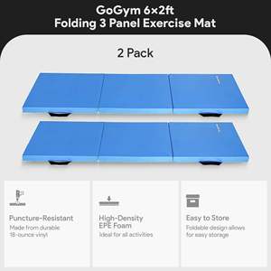 GoGym by BalanceFrom Tappetino Pieghevole Blu 6x2ft con Maniglie, Confezione Doppia - per Pratica Yoga - Product Image 3