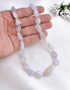 Cuentas Facetadas de Calcedonia l 18 Pulgadas Cuentas Facetadas de Calcedonia Natural para la Elaboración de Joyería Fina Piedra Preciosa - Product Image 1