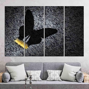 Impresión en lienzo de sombra de mariposa: arte de pared con diseño de oruga, juego de 4 lienzos - Product Image 1