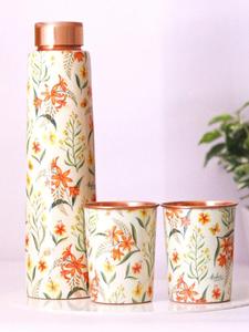 Botella de Agua con Recubrimiento de Esmalte de Cobre y Tapa, Diseño Impreso con Beneficios Ecológicos para Yoga y Salud Ayurvédica - Product Image 6